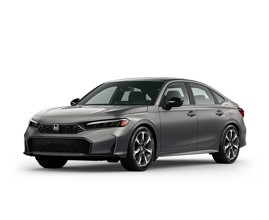 2026 Honda Civic Sedan 2WD Sport Touring Hybrid in Urban Gray Pearl — front three-quarter view