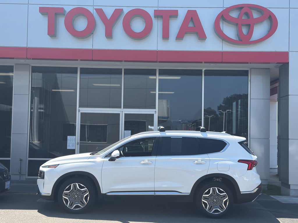 2023 Hyundai Santa Fe Limited in Serenity White Pearl — front three-quarter view